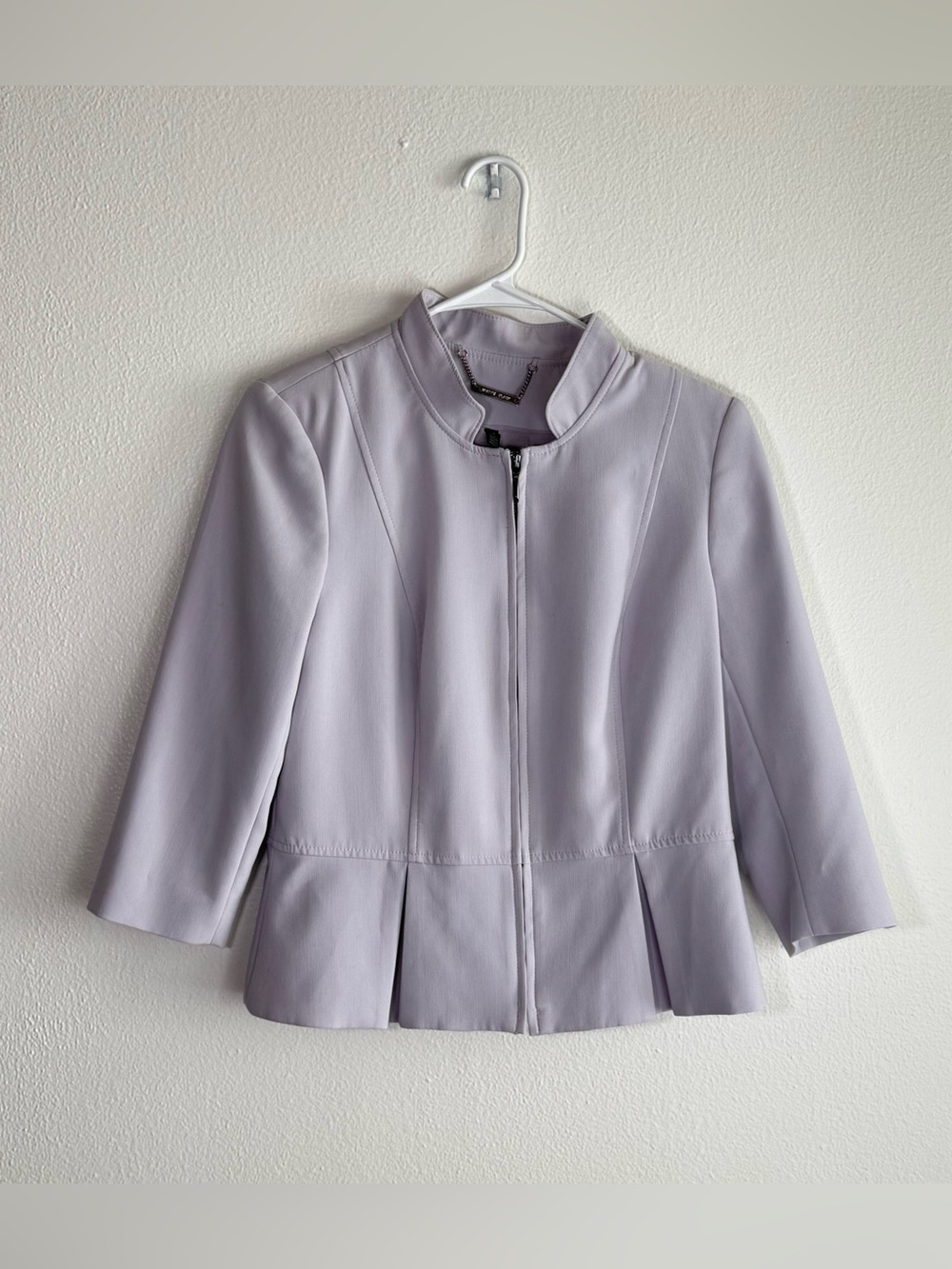 White House Black Market Lavender Peplum Jacket Size 8 Zip Front